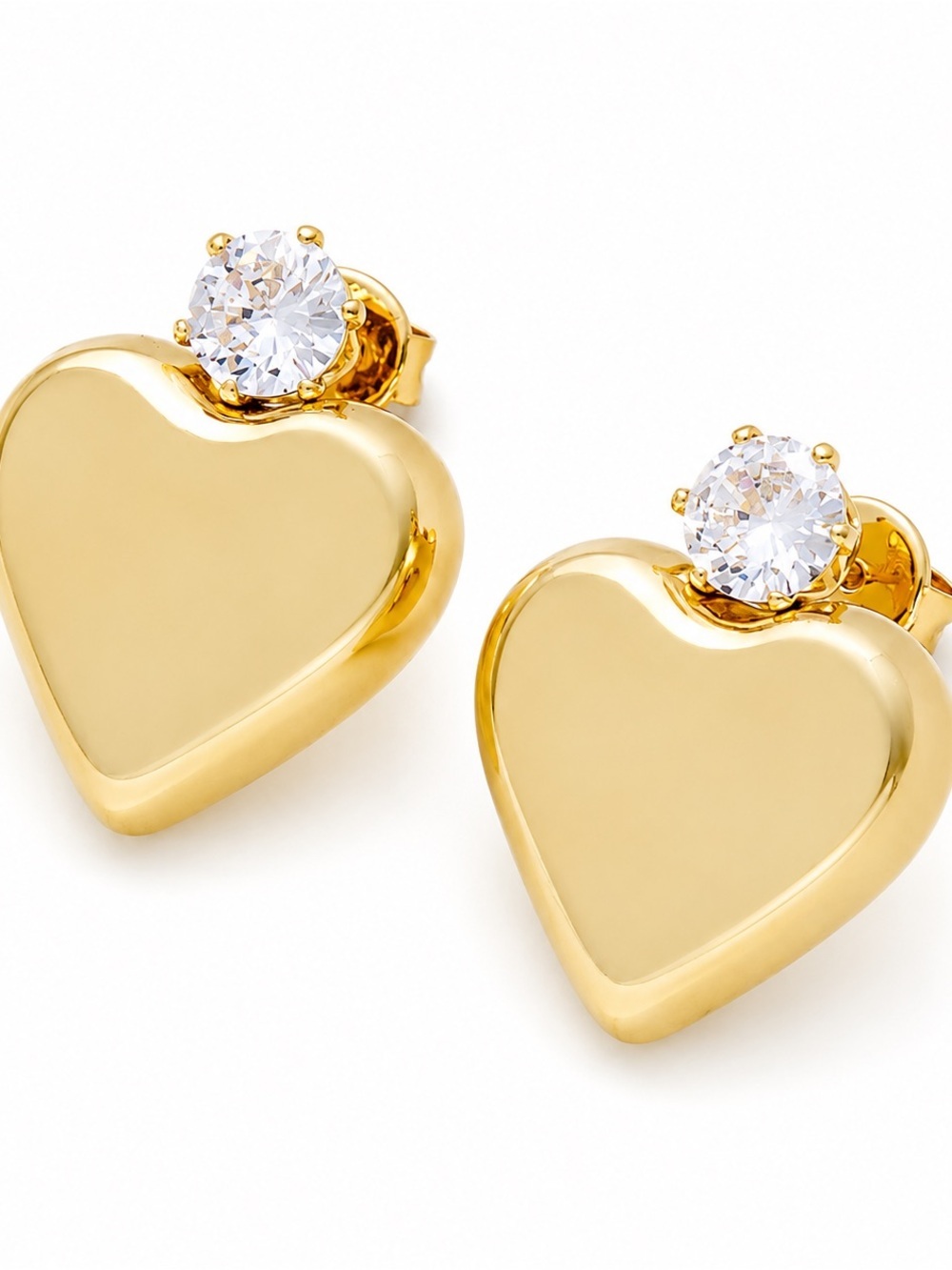 Gold Heart CZ Earrings (4510)